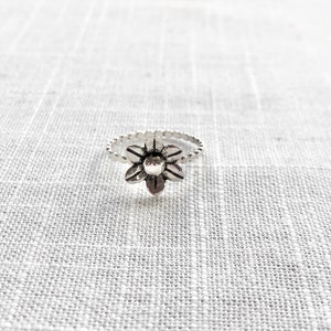 Sterling Silber Vergissmeinnicht Blumen Ring, Blumen Ring Sterling Silber, Silber Blumen Ring Stapel, Sterling Silber Blumen Ring Stapel