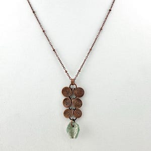 Ancient Roman Glass Pendant Necklace: Patinated Copper, Handmade Clasp