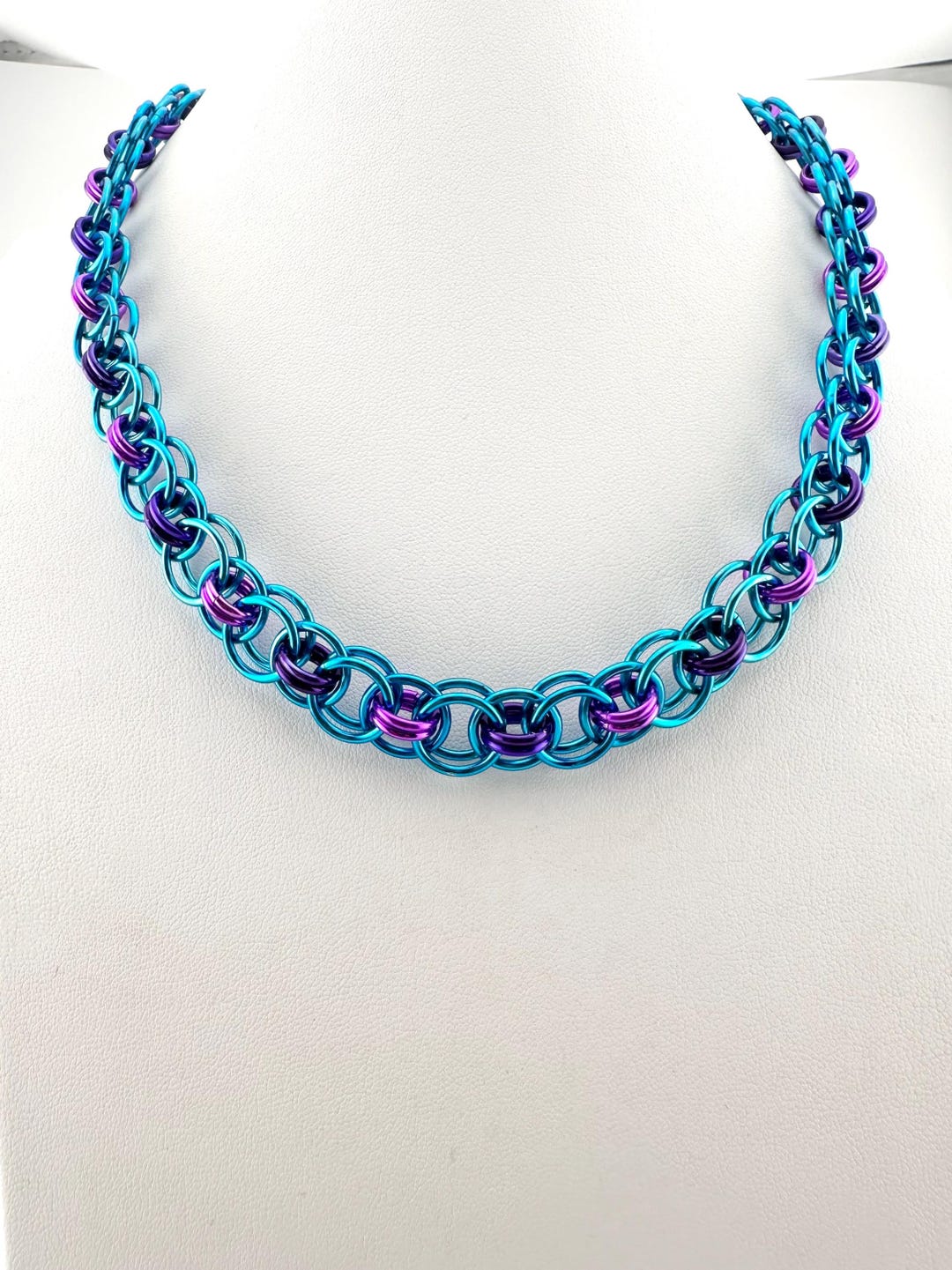 Chunky Anodized Aluminum Helm Chain Maille Necklace: Hand Woven ...
