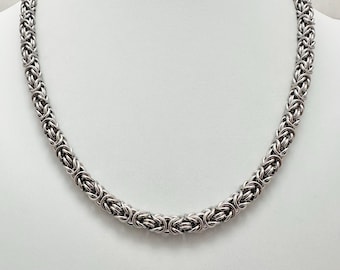 Handwoven Stainless Steel Byzantine Chain Maille Necklace: 19 3/4"