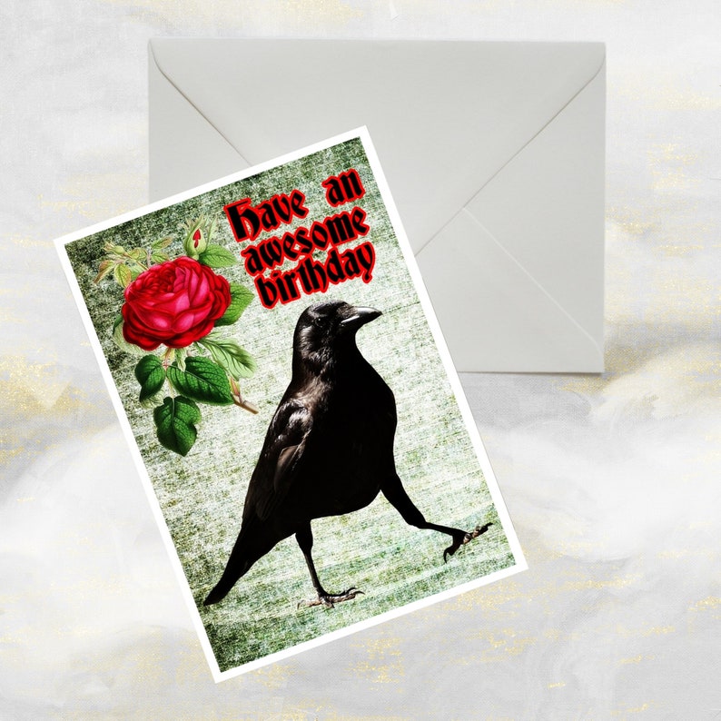 Rabe Geburtstag Grußkarte GothicKarte alternative Etsy