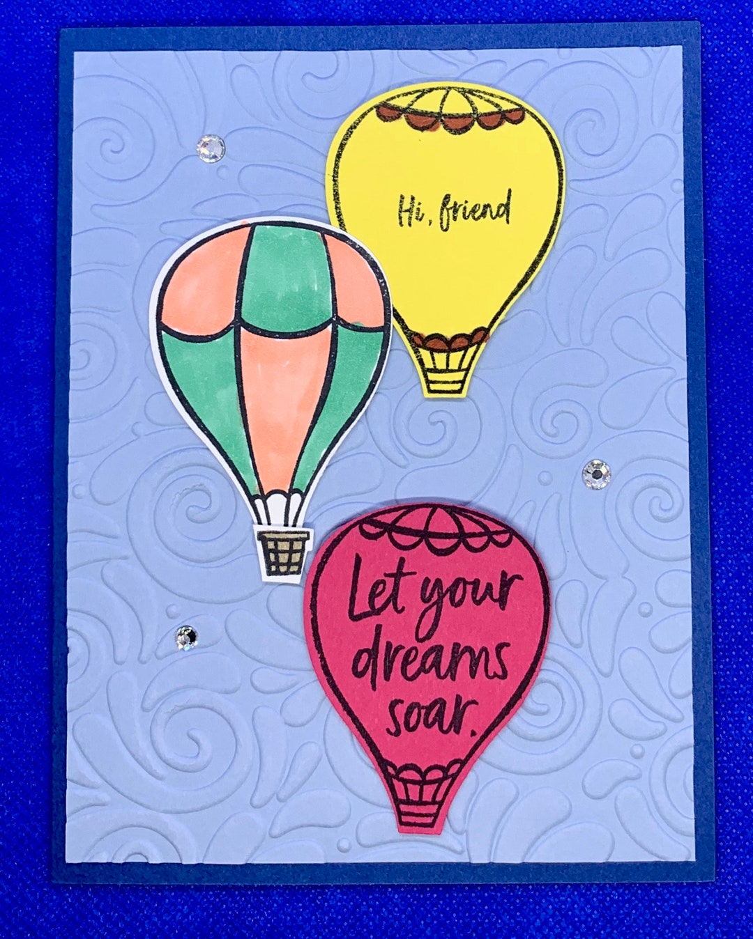 Blue Hot Air Ballon Friendship Card | Any Occasion Card | Blank Card - Etsy