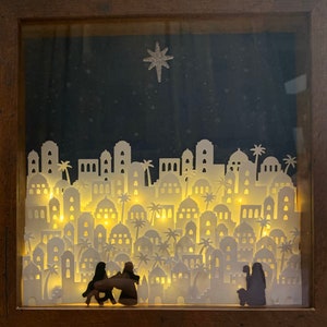 3D Night in Bethlehem Lighted Shadow Box