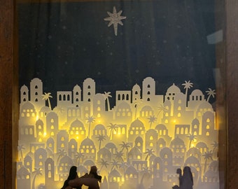 3D Night in Bethlehem Lighted Shadow Box