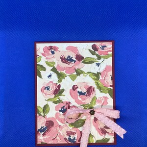 Carte florale rouge et rose avec carte de félicitations en laiton Ladybug | | de la carte de remerciement | de carte n’importe quelle occasion Carte vierge