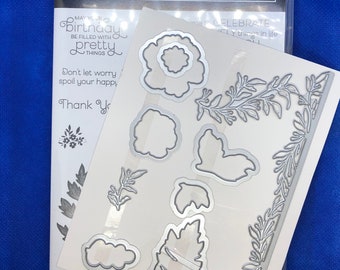Various Stampin' Up! stamp sets with coordinating dies