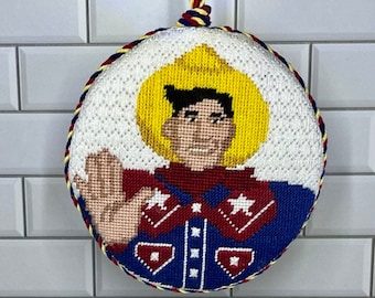 Custom Needlepoint Ornament Finishing Service, Twisted Cord Trim - Fast Turnaround