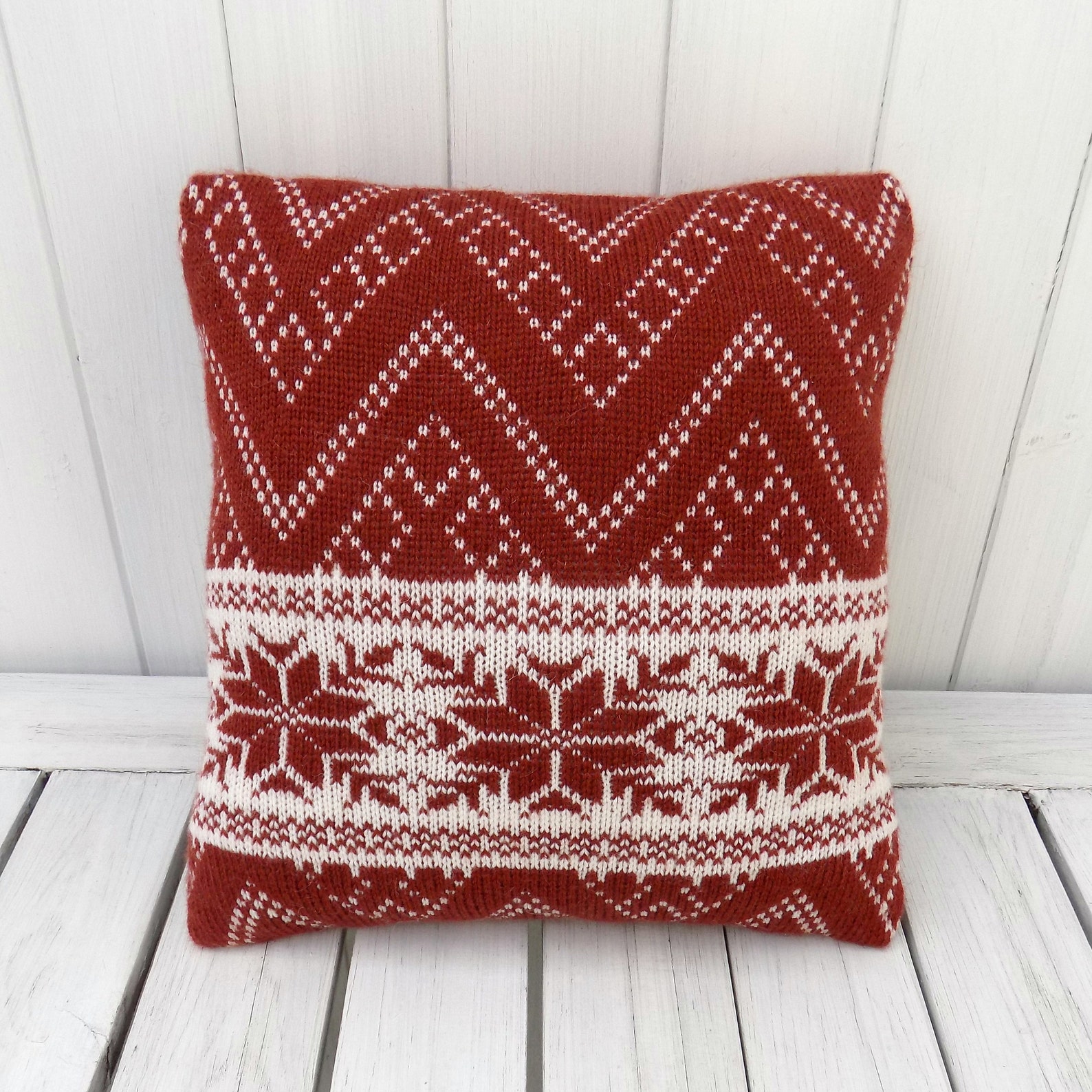 Knitted Christmas pillow winter pillow wool pillow Christmas Etsy