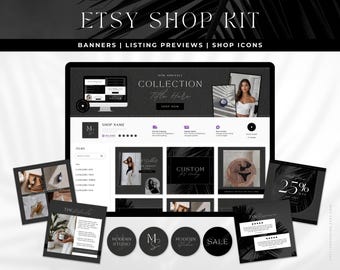 Kit de marca moderna para tienda Etsy, plantillas para banners y anuncios de Etsy, plantilla minimalista de Canva para kit de marca Etsy, Haley