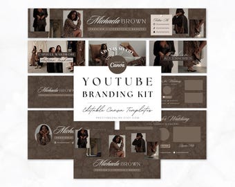 YouTube-brandingkit: luxe sjabloon voor YouTube-kanaalbanner, intro, outro en thumbnail voor Canva, Bianca