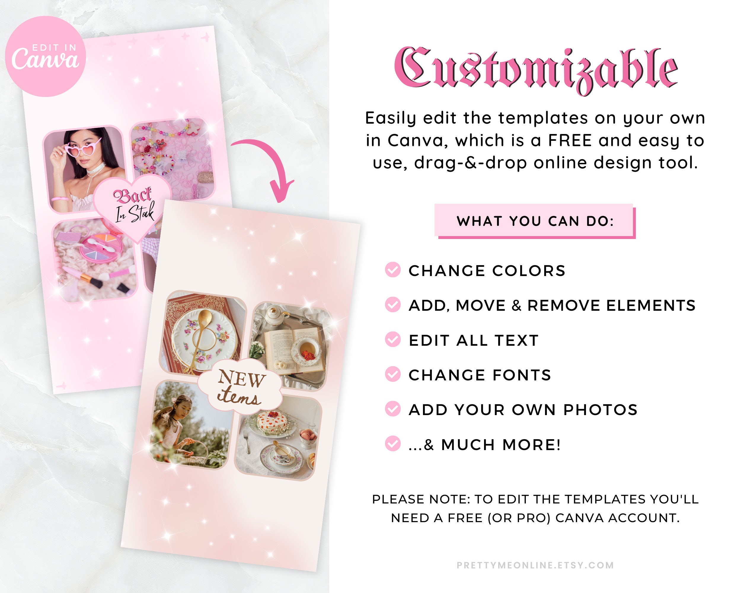 Pink Instagram Story Templates | Aesthetic Instagram Template Canva ...