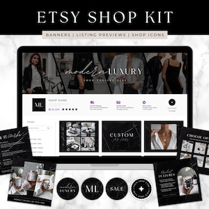 Etsy Shop Branding Kit Luxury Etsy Banner & Listing Canva Template, Zara