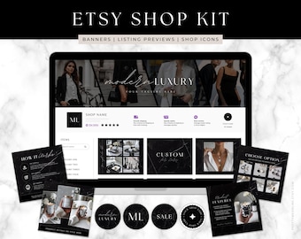 Etsy Shop Branding Kit Luxury Etsy Banner & Listing Canva Template, Zara