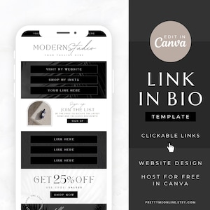 Modern Link in Bio Template, Link in Bio Page Canva Website, Instagram Bio Links Linktree Alternative, Minimalist Landing Page Design, Haley