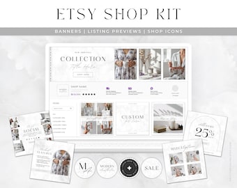 Etsy Shop Branding Kit Modern Etsy Banner Template Minimalist Etsy Shop Banner Canva Templates, Nora