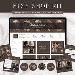 Etsy Shop Branding Kit Luxury Etsy Banner Template Dark Academia Canva Templates, Bianca