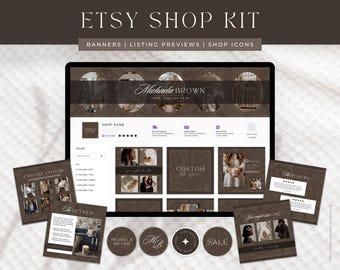 Etsy Shop Branding Kit Luxury Etsy Banner Template Dark Academia Canva Templates, Bianca