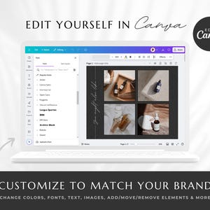 Etsy shop branding kit in a modern minimalist design. Included is everything you need to brand beautifully your shop, such as Etsy banner, icon and listing templates, all fully editable in Canva. Use this Etsy shop kit to up-level your branding, all while saving tons of time to focus on other aspects of your business!