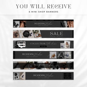 Etsy shop branding kit in a modern minimalist design. Included is everything you need to brand beautifully your shop, such as Etsy banner, icon and listing templates, all fully editable in Canva. Use this Etsy shop kit to up-level your branding, all while saving tons of time to focus on other aspects of your business!