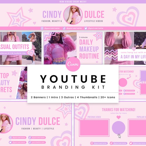 Youtube Branding Kit Editable Canva Template Channel Etsy New Zealand