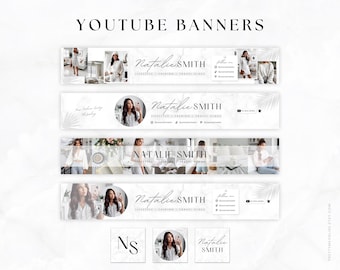 YouTube-bannersjabloon Lifestyle YouTube-kanaalbanner Minimalistische YouTube-banners Canva-sjablonen, Nora