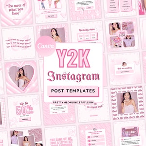 Pink Instagram Post Templates | Aesthetic Instagram Template Canva | Creative Quotes - Engagement Posts - Business - Blogger | Y2K Angel