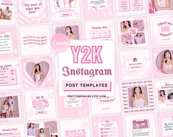 Pink Instagram Post Templates | Aesthetic Instagram Template Canva | Creative Quotes - Engagement Posts - Business - Blogger | Y2K Angel