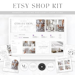 Etsy Shop Branding Kit Modern Etsy Banner Template Minimalist Etsy Shop Banner Canva Templates, Nora
