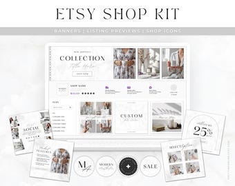 Etsy Shop Branding Kit Moderne Etsy Banner Vorlage Minimalistische Etsy Shop Banner Canva Vorlagen, Nora