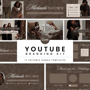 YouTube Branding Kit | Luxury YouTube Channel Banner, Intro, Outro & Video Thumbnail Template | Editable Neutral Canva Templates - Bianca