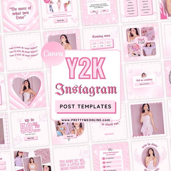 Y2K Pink Instagram Post Vorlagen | Canva Instagram Template Posts Zitate, Business, Fashion, Beauty | Frühe 2000er Jahre Niedlicher Engel Aesthetic