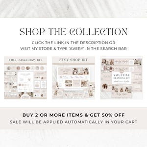 Etsy shop kit in a modern neutral boho aesthetic design. Included are Etsy banner, icon and listing templates, all fully editable in Canva. Use this Etsy branding kit to give your shop a more cohesive, stylish and professional look, all while saving tons of time to focus on growing your business.