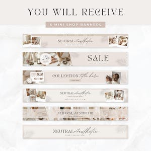 Etsy shop kit in a modern neutral boho aesthetic design. Included are Etsy banner, icon and listing templates, all fully editable in Canva. Use this Etsy branding kit to give your shop a more cohesive, stylish and professional look, all while saving tons of time to focus on growing your business.