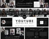 Luxury YouTube Branding Kit Black YouTube Channel Banner Template Canva DIY