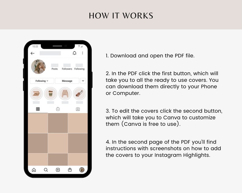100 Instagram Highlight Covers Editable Canva Templates Neutral Beige Light Academia Icons & Words for IG Story Highlights Juliet image 5