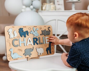 Custom Wooden Name Puzzle for Toddler, Busy Board for 1 Year Old Sensory Toys, New Baby Gift Wooden Toys, Personalized Baby Nursery Decor