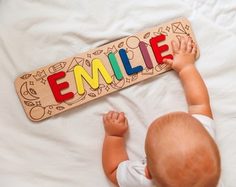 Toddler Name Busy Board Educational Toys, 1st Birthday Gift Wooden Toys, Personalized Wooden Name Puzzle Baby Girt Nursery Decor, Baby Gift