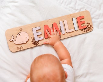Christmas Gifts  for Kids Name Puzzle, Unique Baby Gift Custom Name Puzzle, Personalized Baby Gift Wooden Toys, Busy Board for 1 Year Old