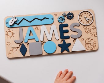 Custom Educational Name Puzzle Baby Toys, Name Busy Board Toddler Gifts, Baby Shower Gifts Wooden Name Puzzle, 1st Birthday Gift Wooden Toys