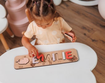 Wooden Name Busy Board for 2 Year Old, Baby Girl Nursery Decor, Wooden Name Puzzle Educational Baby Toy, Montessori Baby Toys, Toddler Toys