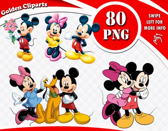 Mickey Mouse Minnie Mouse Clipart Disney Characters Png Files Mickey Minnie Clipart Disney Cliparts Transparent Background Instant Dl