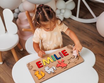 Toddler Name Puzzle Personalized First Birthday Gifts, Baby Busy Board sensory Toys, Baby Shower Gift Wood Name Puzzle, Educational Toys