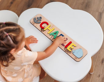 Educational Toy Toddler Gifts, Baby Shower Gift Busy Board, Kid Name Puzzle, Personalized Puzzle 2nd Birthday Gift, New Baby Gift Wooden Toy
