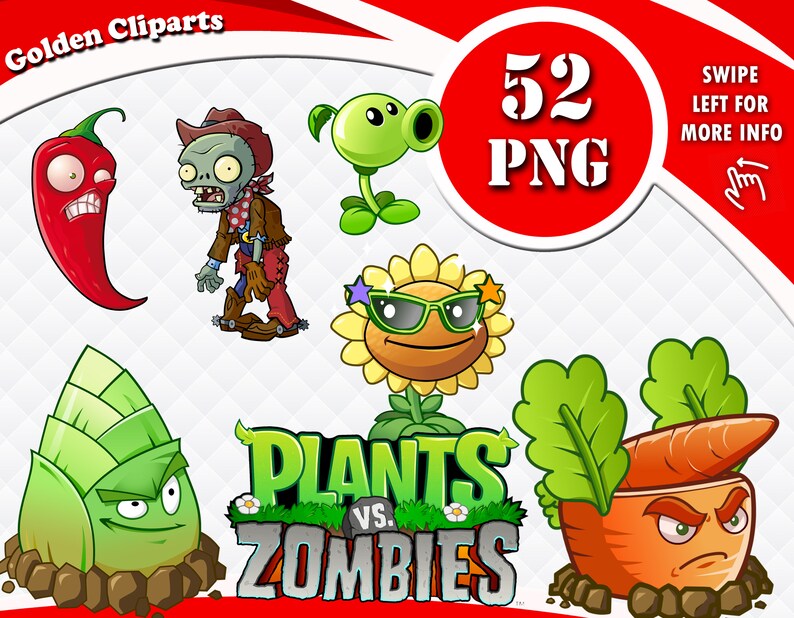 Download Plants Zombies Png Characters Plants Vs Zombies Clipart Instant Download Zombies Printable Images Transparent Background Clip Art Art Collectibles