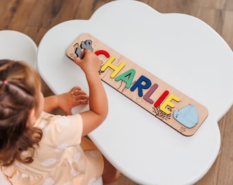 First Birthday Gift Baby Wooden Name Puzzle, Baby Shower Gift Puzzle Busy Board, Sensory Toys Baby Boy Birthday Gift, Educational Toys