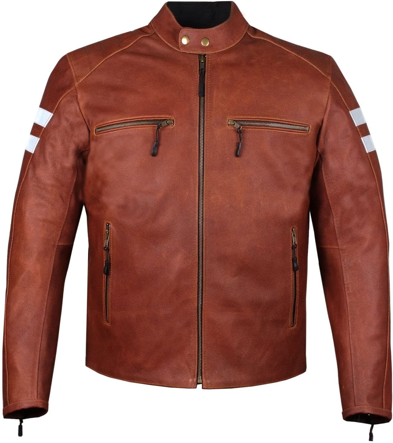 Motorbike style Leather Zipper Jacket Etsy