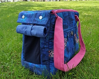 Designer Dog Carrier Made of blue Denim, Denim Sling Pet Carrier, Puppy Carrier