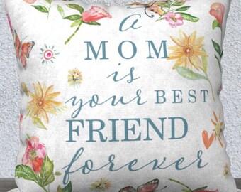 Poem for Mom Pillow Cover | Mother's Day Gift, Floral Decor (18”x18")