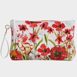 Pochette de maquillage en cuir végétalien | Pochette à fermeture éclair de maquillage de bracelet | Sac fourre-tout à fermeture éclair Essentials