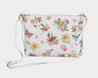 Floral Vegan Leather Crossbody Bag | Digitally Printed Purse